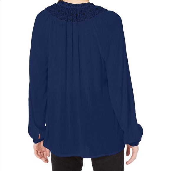 🔥LUCKY BRAND🔥Embroidered Boho Peasant Top Cobalt Blue Small NWT - Picture 3 of 7